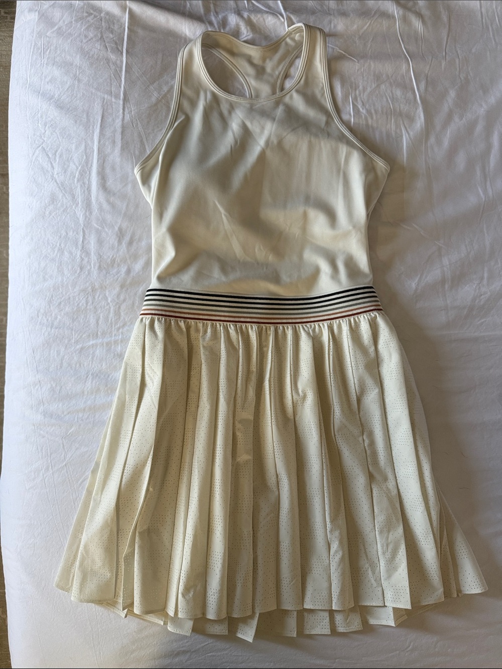 Wilson Cream Athletic Tank Dress with Striped Waistband - Like New! Size Small.
